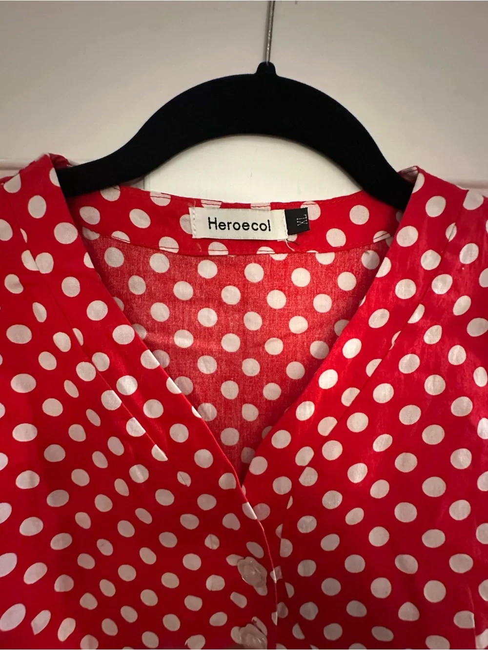 Vintage Red White Polka Dot Button-Front Dress zipper & ties back. Minnie Mouse!